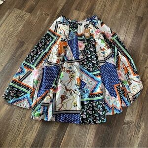 Flint & Moss long maxi patchwork floral skirt womens L pull on vibrant colorful